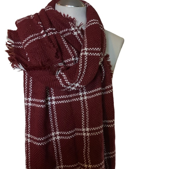 LULLA Collection by Bindya Women's Oversized Burgundy Scarf Perfect for Fall - Picture 5 of 9